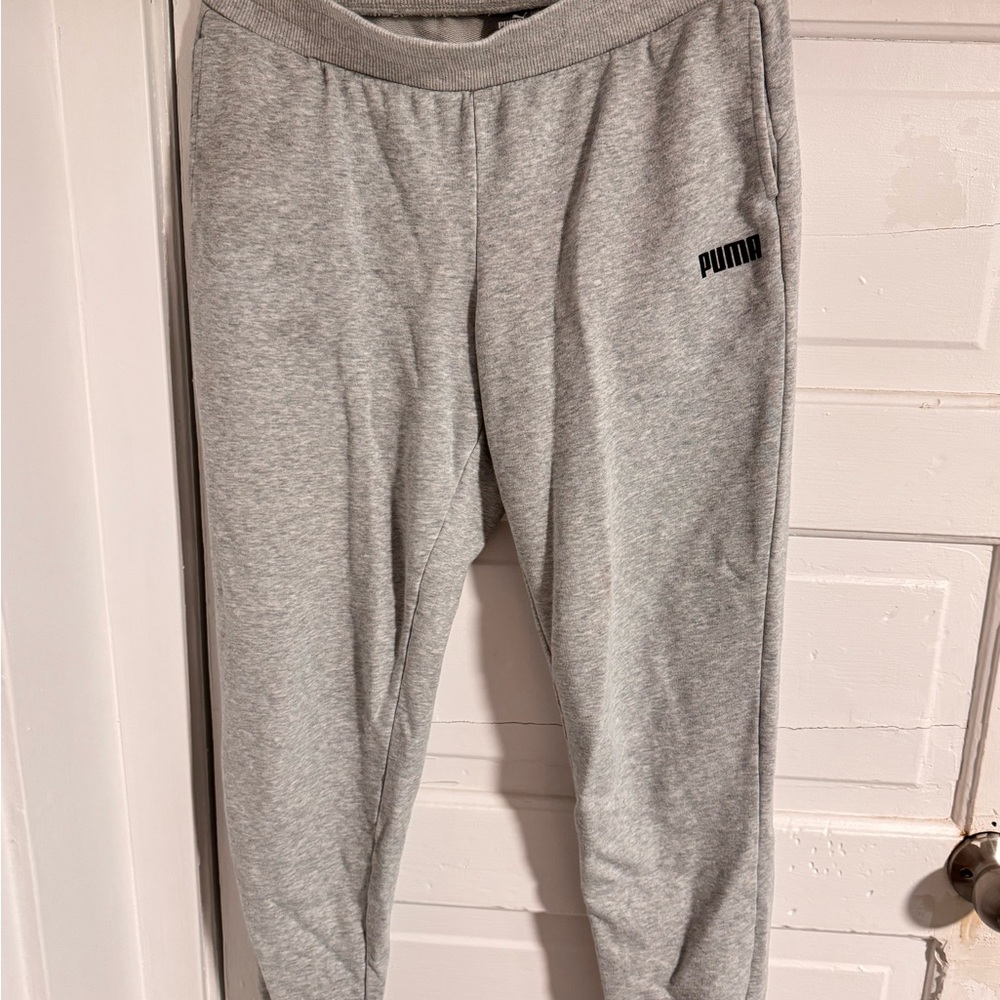 Puma Gray Sweatpants Soft Cotton Blend Joggers